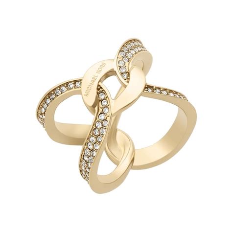 Michael Kors Gold Plated Stone Set Crossover Ring